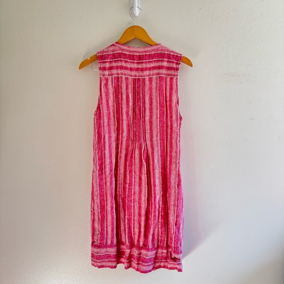 Faherty Isha Pink Granita Stripe Linen Blend Dress sized Medium - Picture 5 of 10